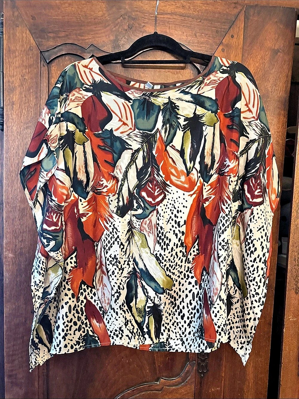 Madison Women's Animal Print Blouse Multicolor & Red Medium